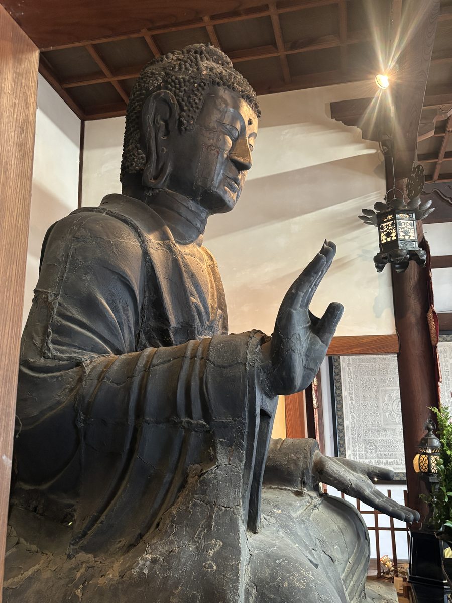 横から見た飛鳥大仏